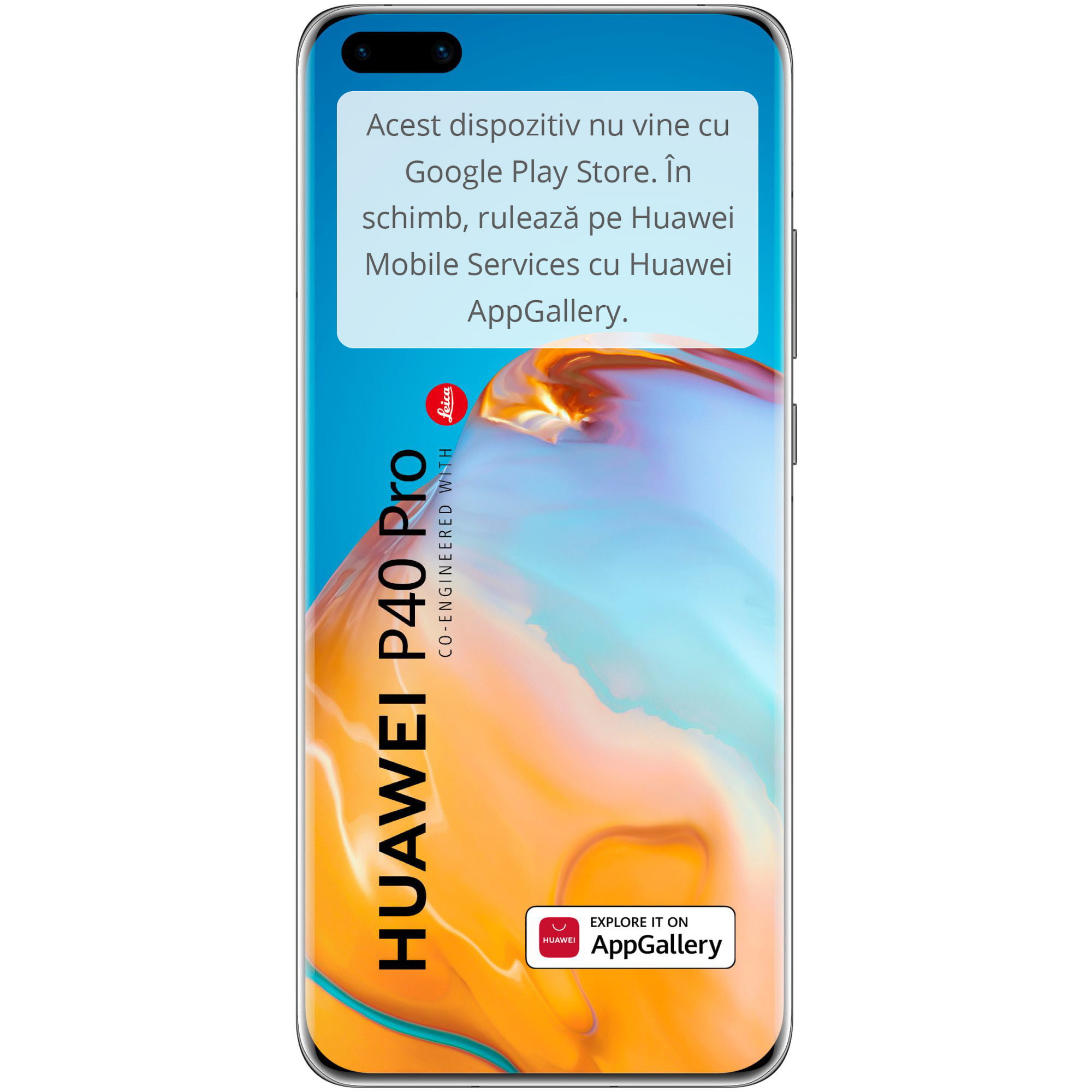 Telefon mobil Huawei P40 Pro, Dual SIM, 256GB, 8GB RAM, 5G, Ice White