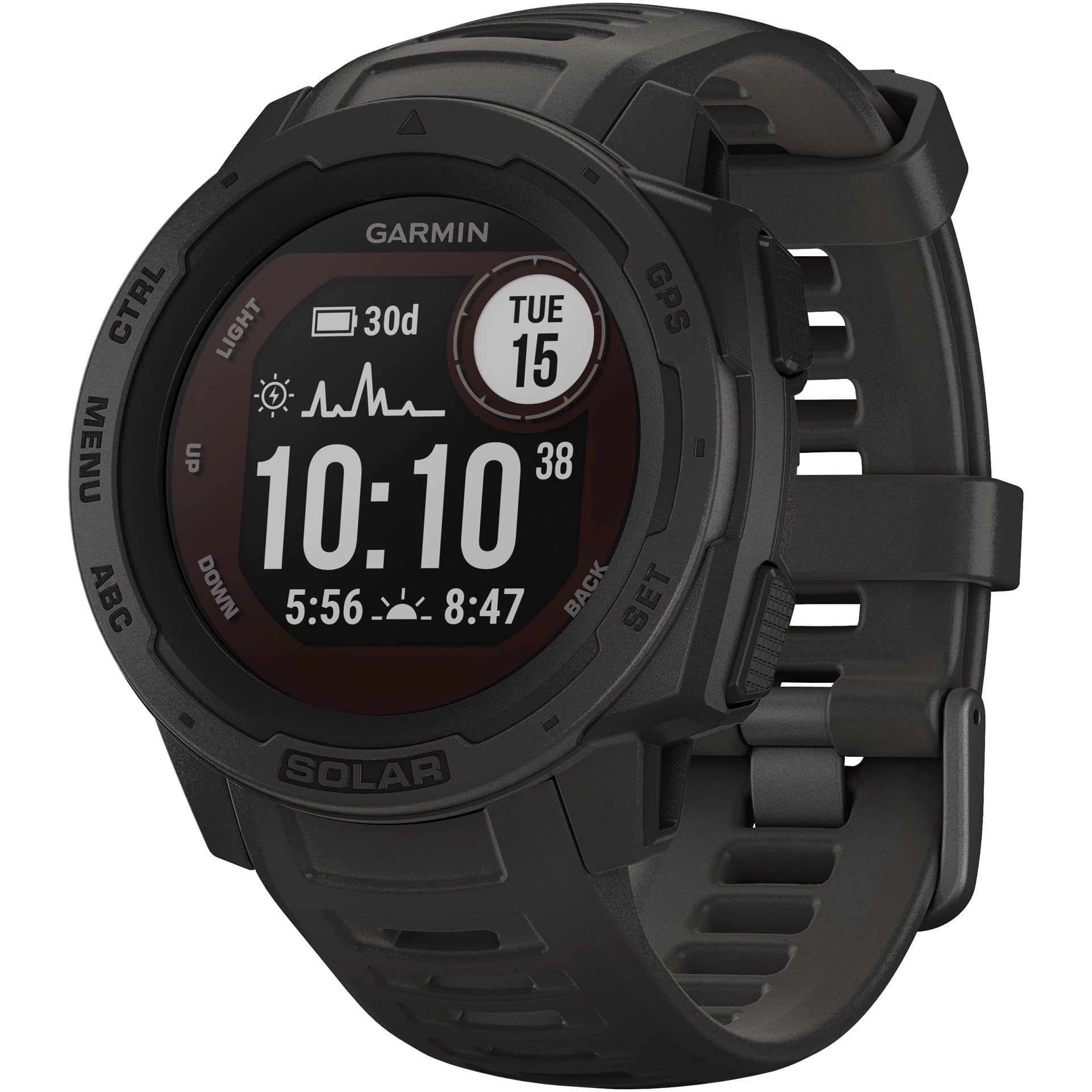 Ceas Smartwatch Garmin Instinct Solar, 45 mm, HR, GPS, Graphite