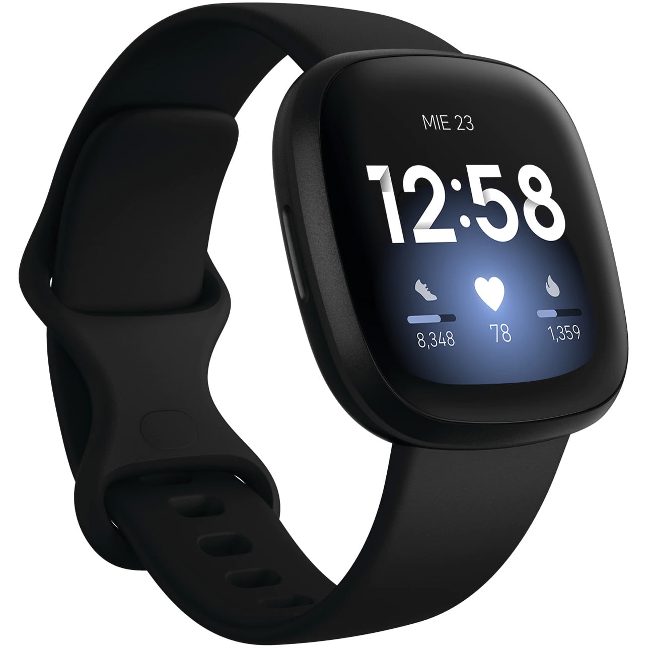 Ceas Smartwatch Fitbit Versa 3, NFC, GPS, Silicon, Black/ Black Aluminum