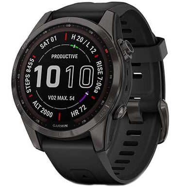 Ceas Smartwatch Garmin Fenix 7S Sapphire Solar, 42 mm, ANT+, GPS, DLC Carbon Grey