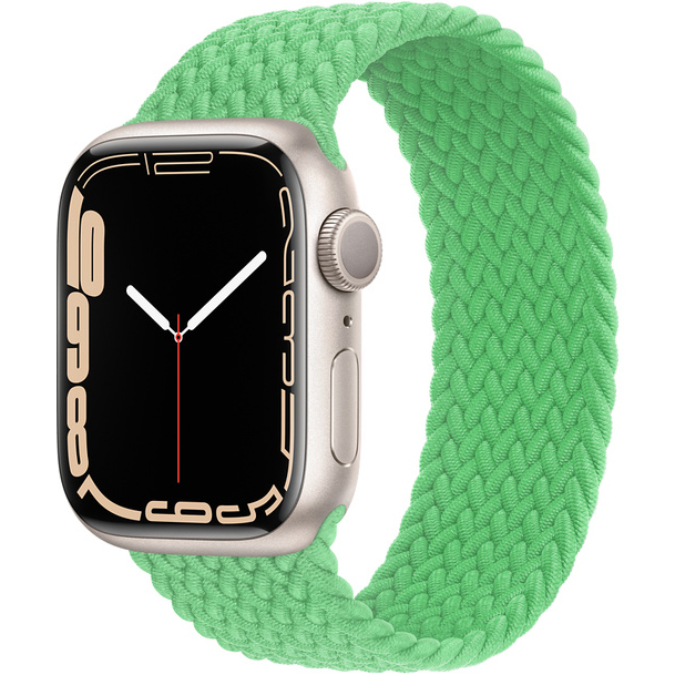 Ceas Smartwatch Apple Watch Series 7, GPS, 41mm Starlight Aluminium Case, Bright Green Braided Solo Loop